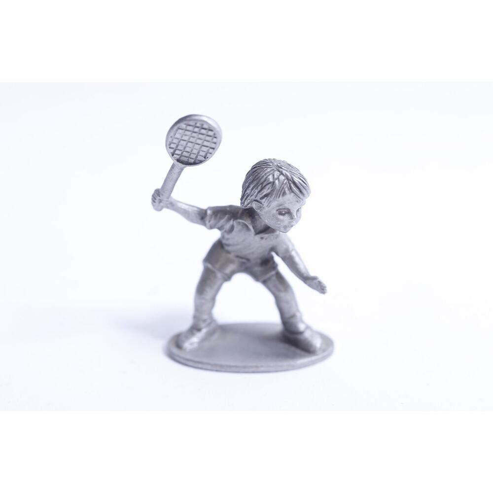 Little Boy, Tennis Player, Pewter Figurine, 2 1/2", Sports, Athlete, Collectible